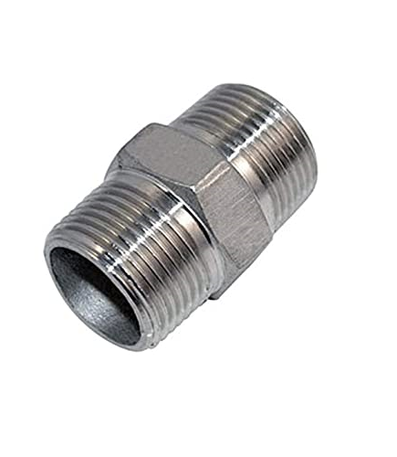 GI Hexa Nipple half inch brass male threaded for connecting two threaded Pipes or Fittings
